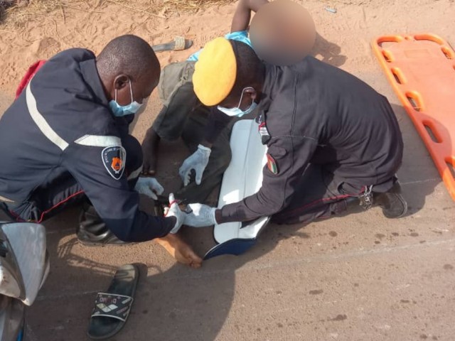 GAGNOA : 07 VICTIMES DANS 3 ACCIDENTS PRISES EN CHARGE PAR LES POMPIERS CIVILS DU GOH