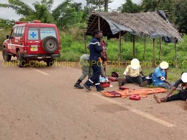 ACCIDENT DE LA CIRCULATION A DAOUKRO : 11 VICTIMES SECOURUES PAR LES POMPIERS CIVILS