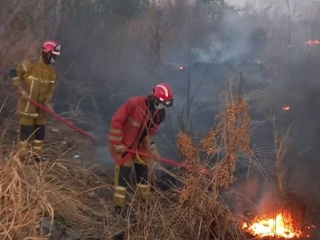 BOUNA : LES POMPIERS CIVILS ENGAGES POUR UN FEU DE BROUSSE
